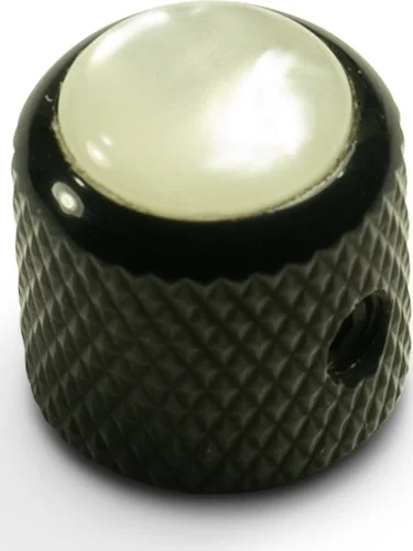 Q-Parts Knobs With White Acrylic Pearl Inlay - Mini Dome Black