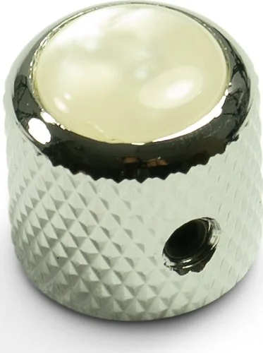 Q-Parts Knobs With White Acrylic Pearl Inlay - Mini Dome Chrome