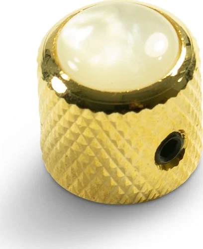 Q-Parts Knobs With White Acrylic Pearl Inlay - Mini Dome Gold
