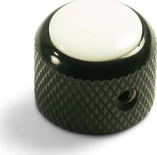 Q-Parts Knobs With White Inlay - Dome Black
