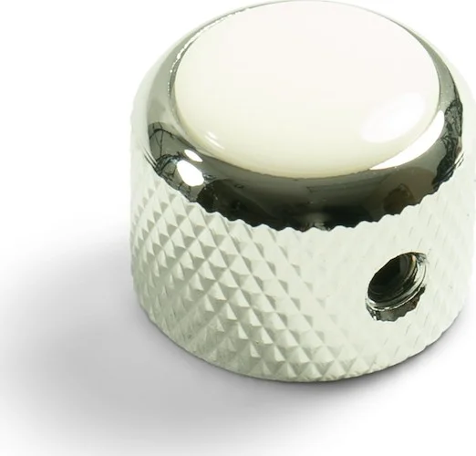 Q-Parts Knobs With White Inlay - Dome Chrome