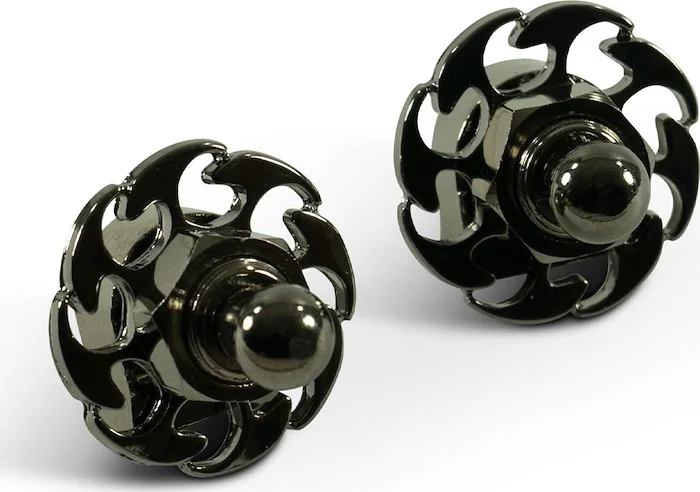 Q-Parts Straplock Set With Fire Wheel Design - Pearl Black