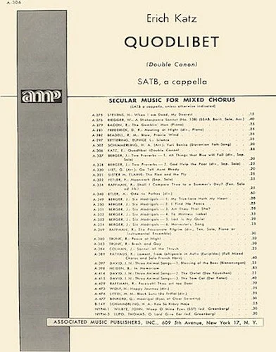 Quodlibet Unac (Double Cannon)  SATB A Cappella