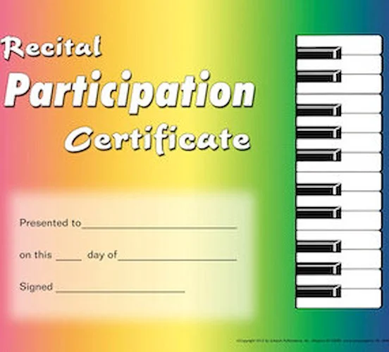 Recital Participation Certificate