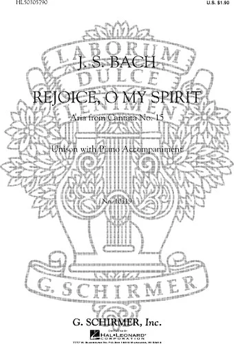 Rejoice O My Spirit Unison Voice  Aria From Cantata No15