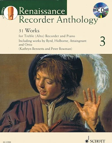 Renaissance Recorder Anthology - Volume 3 - 31 Works for Treble (Alto) Recorder and Piano. Online Audio