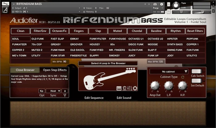 Riffendium Bass Vol. 1 (Download)<br>Editable Loops library (Funk/Soul Bass)