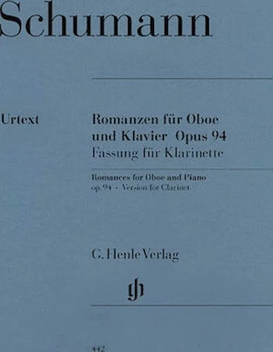 Romances for Oboe and Piano, Op. 94 - Version for Clarinet & Piano
with parts for Clarinets in A & B-flat