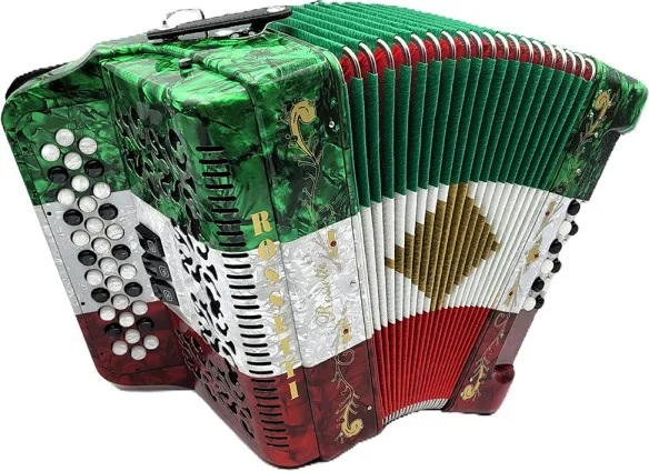 Rossetti 3 Row, 3-Switch, 34 treble, 12 bass Diatonic button accordion