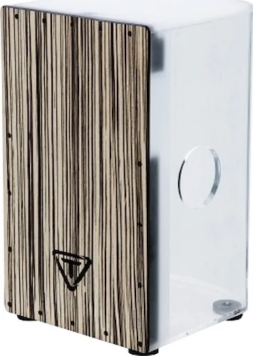 Roundback Acrylic Series Cajon - 29cm Cajon with White Zebra Wood Front Plate