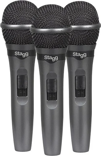 Set of 3 cardioid dynamic microphones for live performances