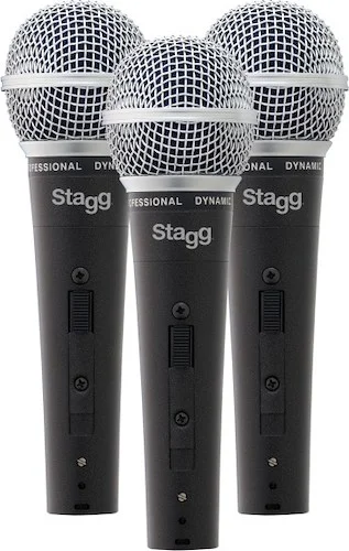 Set of 3 professional cardioid dynamic microphones with cartridge DC78