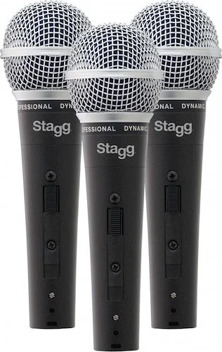 Set of 3 professional cardioid dynamic microphones with cartridge DC78