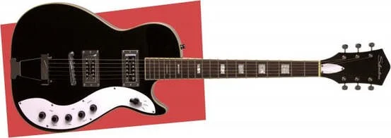 Silvertone Classic 1423-BGF Solid-Body Electric Guitar, Black/Gold Flake Finish Image