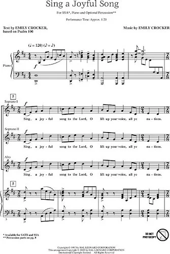 Sing a Joyful Song - (Based on Psalm 100)
