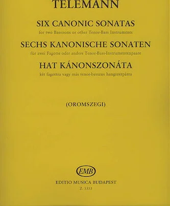 Six Canon Sonatas for Two Bassoons - (or Other Tenor-Bass Instruments)