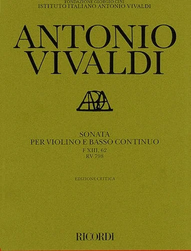 Sonata in G Major for Violin and Basso Continuo RV798 - Critical Edition Score and Parts