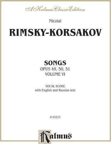 Songs, Volume VI (Opus 49, 50, 51): Vocal Score with English and Russian Text