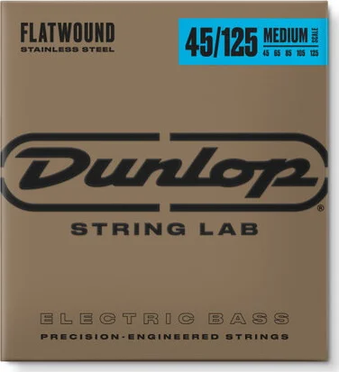 STAINLESS STEEL FLATWOUND MEDIUM SCALE BASS STRINGS 45-125 | 5-STRING