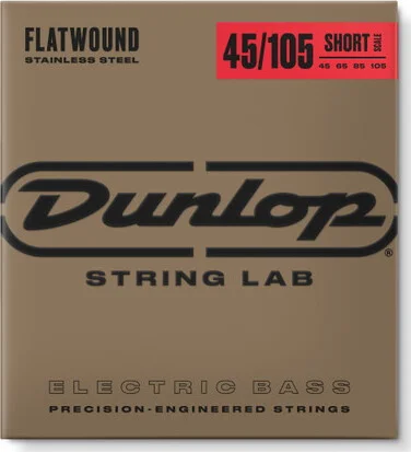 STAINLESS STEEL FLATWOUND SHORT SCALE BASS STRINGS 45-105