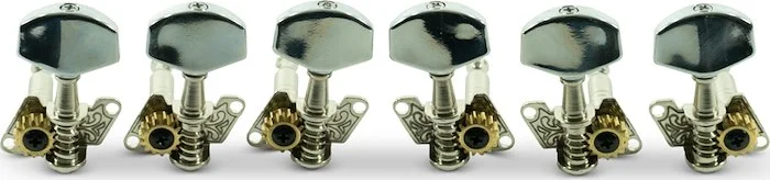 WD 3 Per Side Open Back Steel String Tuning Machines Chrome With Plated Buttons