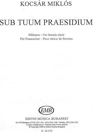 Sub Tuum Praesidium For Female Choir