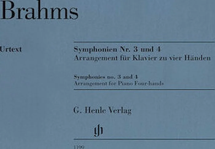 Symphonies No. 3 and 4 - Arranged for Piano Four-Hands by Johannes Brahms