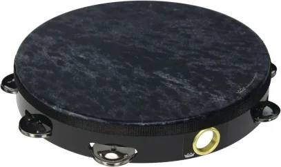 Tambourine, Wild, 10" Diameter, 8 Pairs Jingles x 1 Row, SKYNDEEP Goat Black Graphic, Black