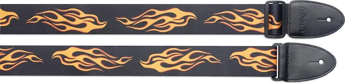 Terylene guitar strap with Flame motif