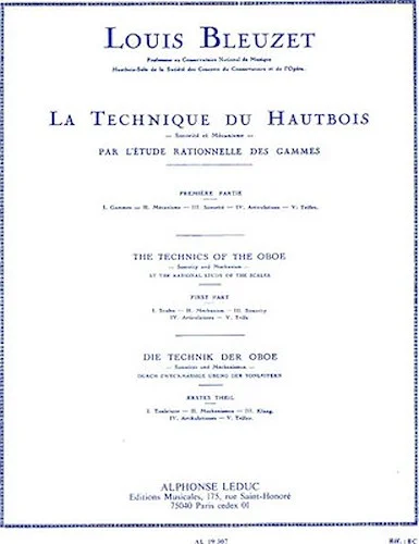 The Techniques of the Oboe, Sonority and Mechanism - First Part