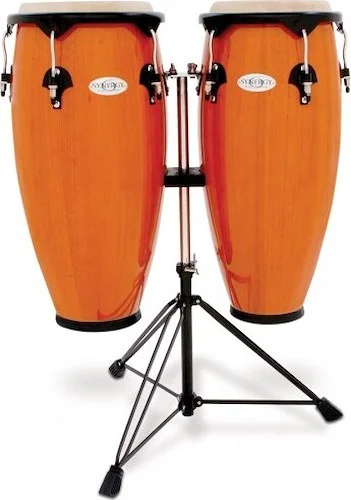 Toca Synergy Series Wood Conga Set with Stand Amber Wood Finish