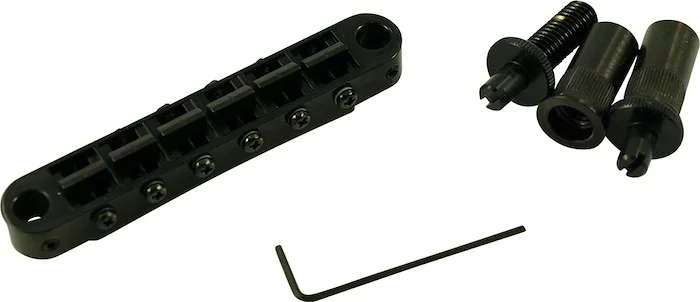 TonePros Metric Tune-O-Matic Bridge With Large Posts And Notched Saddles Black
