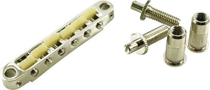 TonePros Metric Tune-O-Matic Bridge With Large Posts And "G Formula" Saddles Nickel