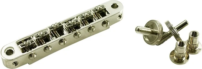 TonePros Standard Tune-O-Matic Bridge With Small Posts And Roller Saddles Nickel