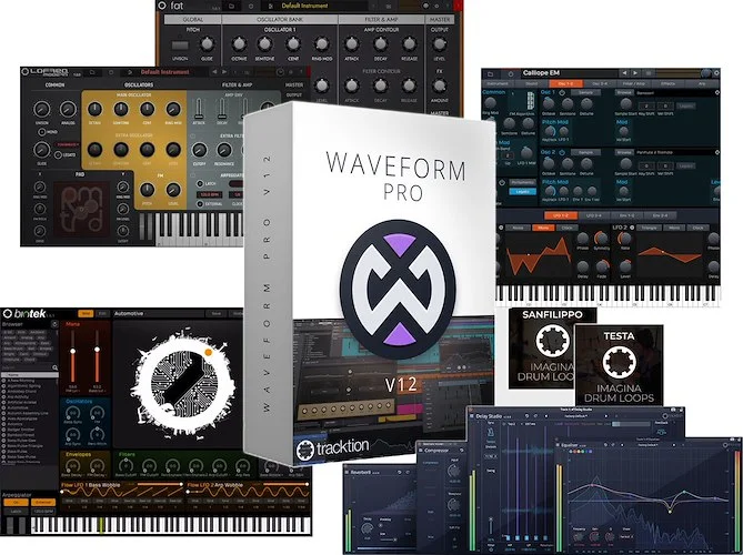 Tracktion Waveform Pro 12 + Studio Content Bundle (Download) <br>The most creative, inspirational, and affordable digital audio workstation ever created