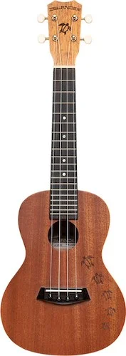 Traditional concert ukulele with mahogany top and Honu turtle engraving