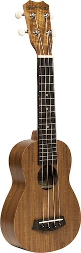Traditional soprano ukulele with flamed acacia top