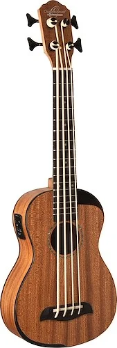 Oscar Schmidt OUB200K-A Acoustic Electric Cutaway Bass Ukulele. Comfort Arm Rest Natural Mahogany