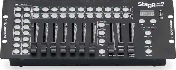 16-fixture DMX light controller with 14 channels per fixture