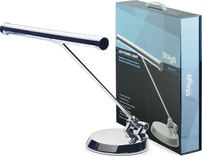 Chrome battery-powered or mains-operated LED piano or desk lamp Image