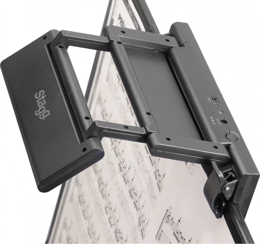 Foldable clip-on and free-standing LED lamp for music stand