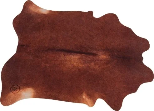 Vegan Cow Drum Mat 6' X 5.25' Betsy Red Brown