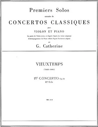 Vieuxtemps Premier Solo Extrait Concerto No 1 In E Violin & Piano Book