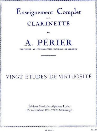 Vingt Etudes de Virtuosite pour Clarinette - 20 Virtuosic Studies for Clarinet