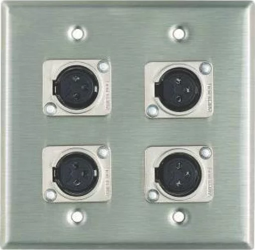 Wall Plate, 4 XLRF (Latchless), 2 Gang