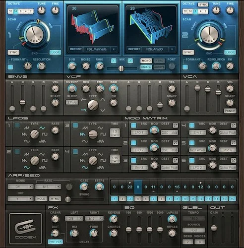 Waves Codex Wavetable Synth	 (Download) <br>Powerhouse Synth for Your Basses, Leads, and Beyond