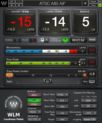 Waves WLM Plus Loudness Meter	 (Download) <br>Measure the Perfect Levels for Streaming