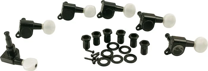 WD 6 In Line Diecast Tuning Machines With Pearl Button Black