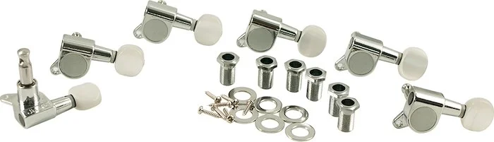 WD 6 In Line Diecast Tuning Machines With Pearl Button Chrome