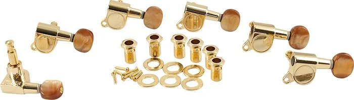 WD 6 In Line Diecast Tuning Machines With Shell Button Gold